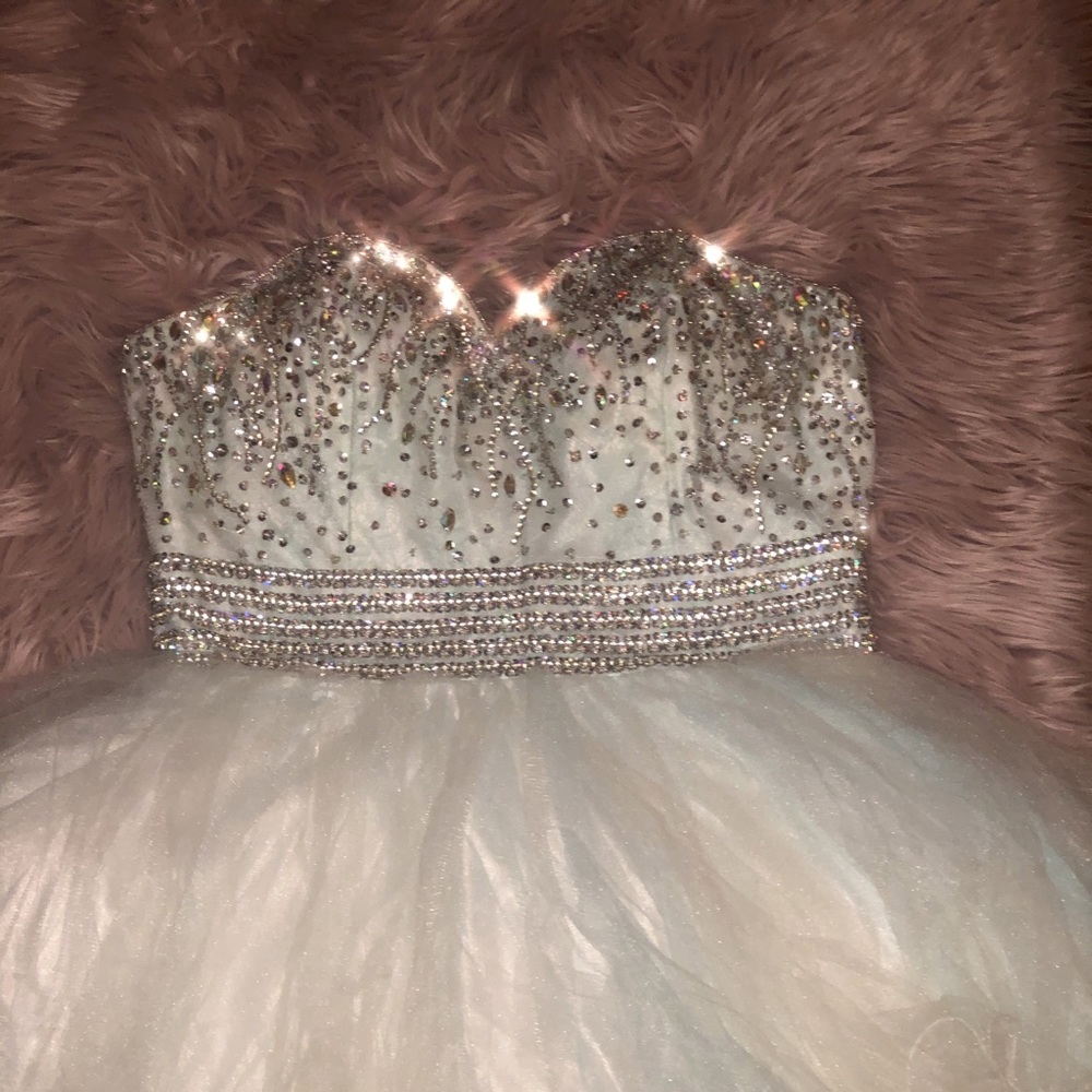 Blue & White Sequenced Homecoming/Prom Dress